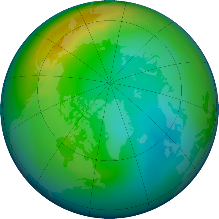 Arctic ozone map for December 1991